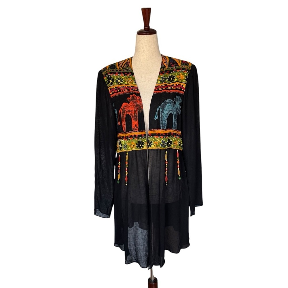 Vintage 80s 90s Platinum Dorothy Schoelen Beaded Jacket Blazer Top Art to Wear S